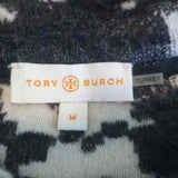 Tory Burch Floral Jacquard Sweater Cream/Black Wool-Blend Size Medium