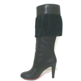 Christian Louboutin Majung Fringe Boots Black Leather Size 35.5