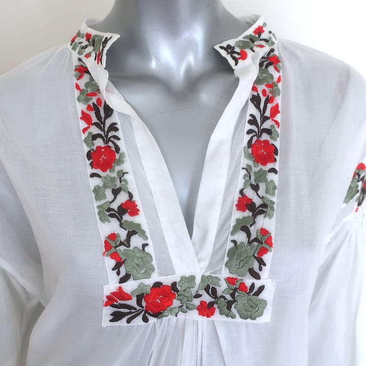 Jean Paul Gaultier Soleil Floral-Embroidered Cover-Up Dress White Size Medium