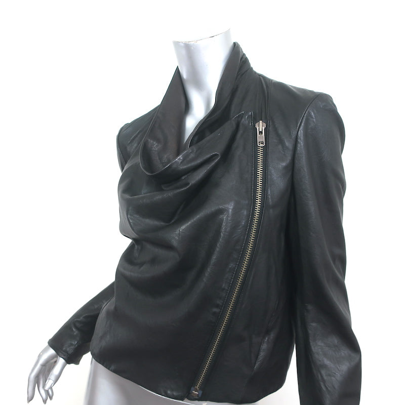 Helmut Lang Kiln Draped Leather Jacket Black Size Medium