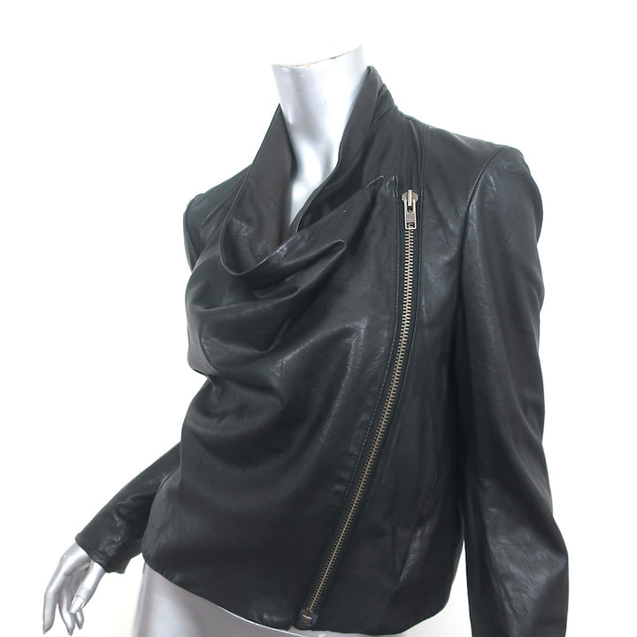 Helmut Lang Kiln Draped Leather Jacket Black Size Medium
