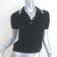 Alice + Olivia Meda Crystal & Faux Pearl-Embellished Polo Black Size Medium