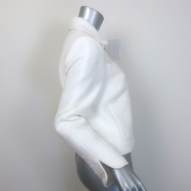 ME+EM The Textured Everyday Jacket White Cotton-Blend Tweed Size US 4