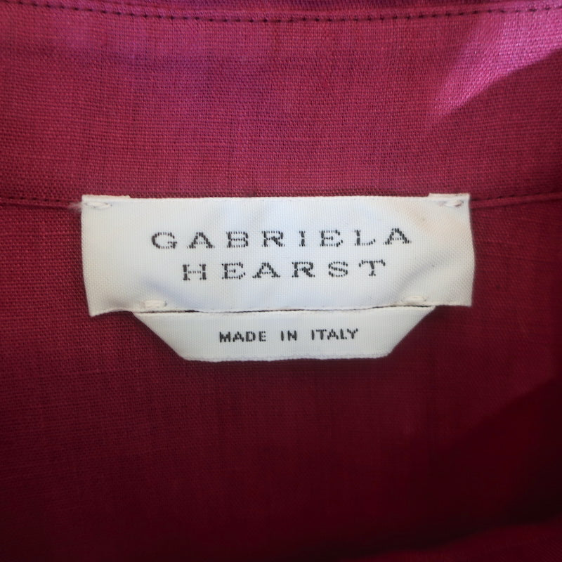 Gabriela Hearst Sansi Puff Sleeve Top Raspberry Aloe Linen Size 38