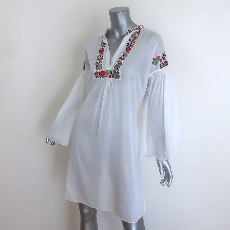 Jean Paul Gaultier Soleil Floral-Embroidered Cover-Up Dress White Size Medium