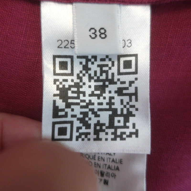 Gabriela Hearst Sansi Puff Sleeve Top Raspberry Aloe Linen Size 38
