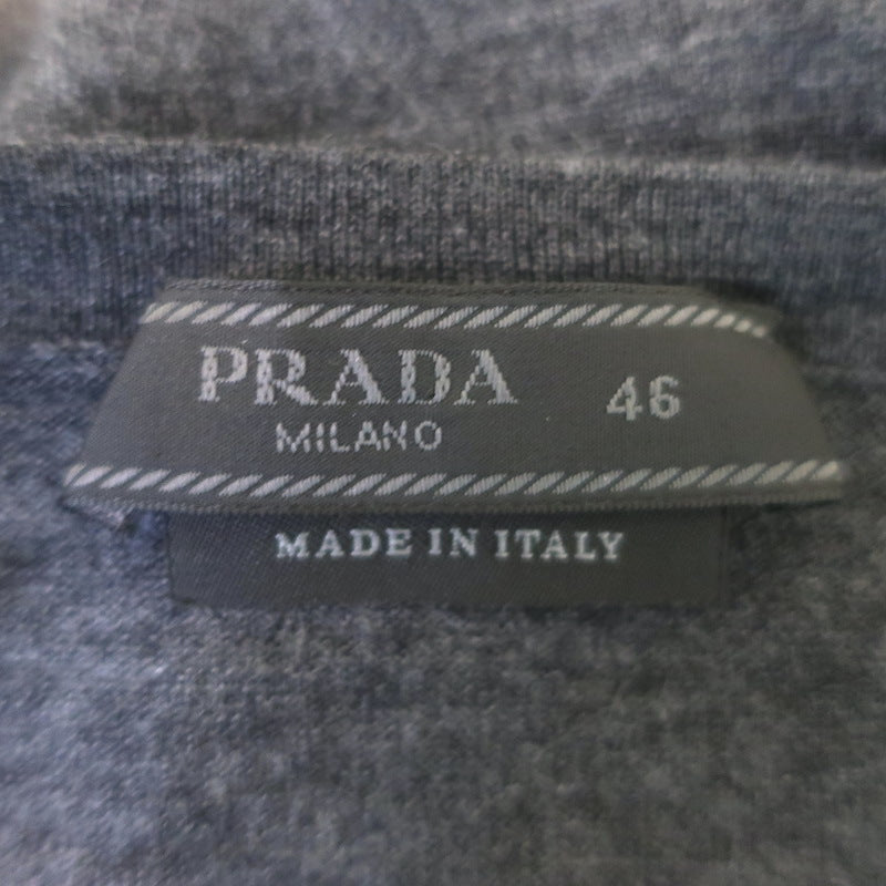 Prada Superfine Crewneck Sweater Charcoal Lightweight Virgin Wool Size 46