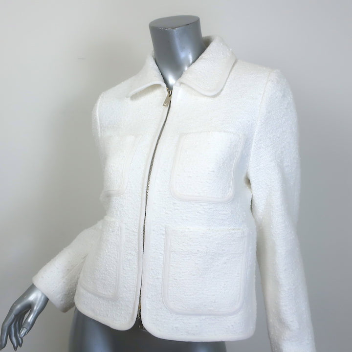 ME+EM The Textured Everyday Jacket White Cotton-Blend Tweed Size US 4