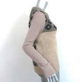 Tory Burch Intarsia Mixed Knit Sweater Beige Alpaca-Blend Size Medium