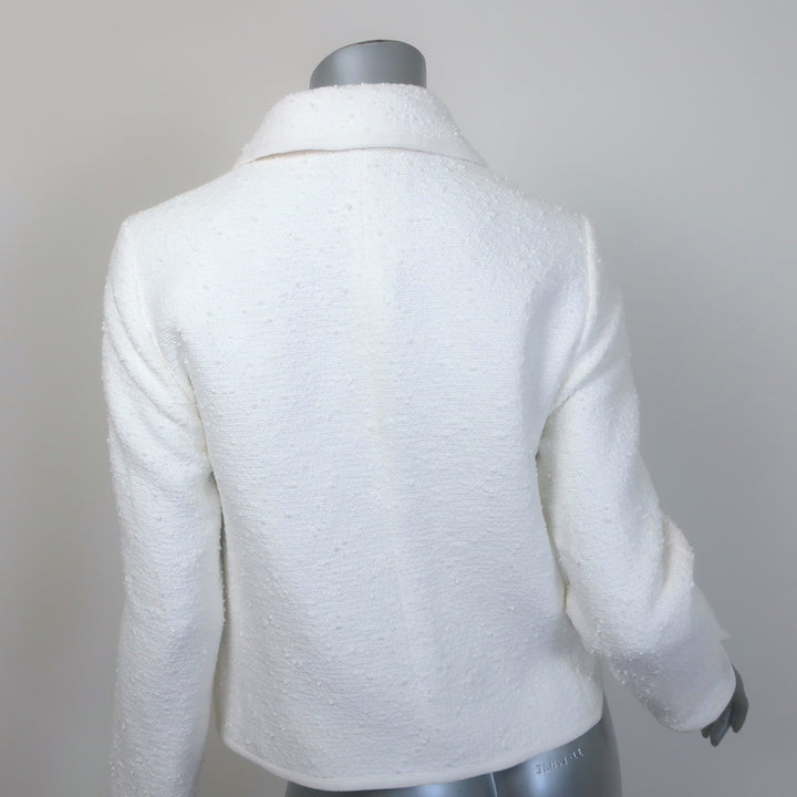 ME+EM The Textured Everyday Jacket White Cotton-Blend Tweed Size US 4