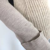 Tory Burch Intarsia Mixed Knit Sweater Beige Alpaca-Blend Size Medium