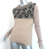 Tory Burch Intarsia Mixed Knit Sweater Beige Alpaca-Blend Size Medium