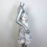 Zimmermann Picnic Lace-Trimmed Mini Dress Cream Floral Print Linen-Silk Size 0
