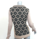 Tory Burch Intarsia Mixed Knit Sweater Beige Alpaca-Blend Size Medium