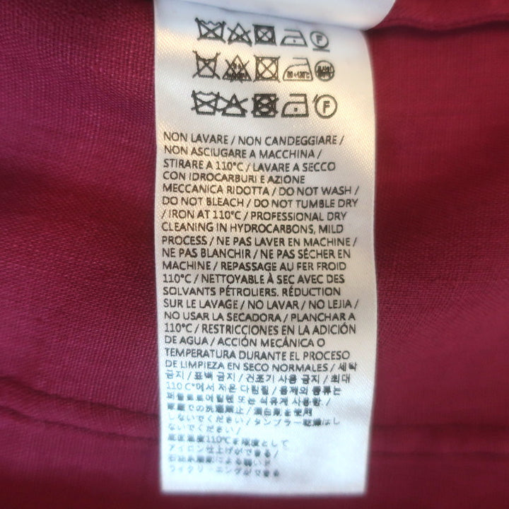Gabriela Hearst Sansi Puff Sleeve Top Raspberry Aloe Linen Size 38