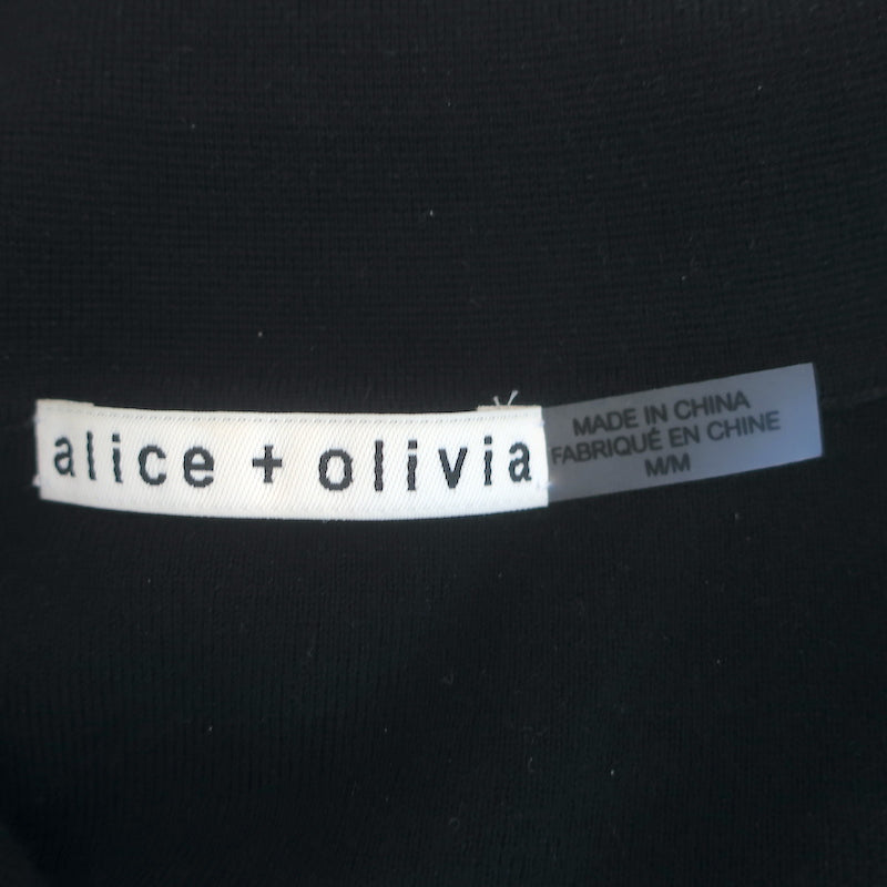 Alice + Olivia Meda Crystal &amp; Faux Pearl-Embellished Polo Black Size Medium