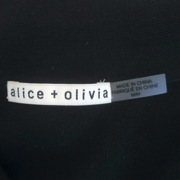 Alice + Olivia Meda Crystal &amp; Faux Pearl-Embellished Polo Black Size Medium