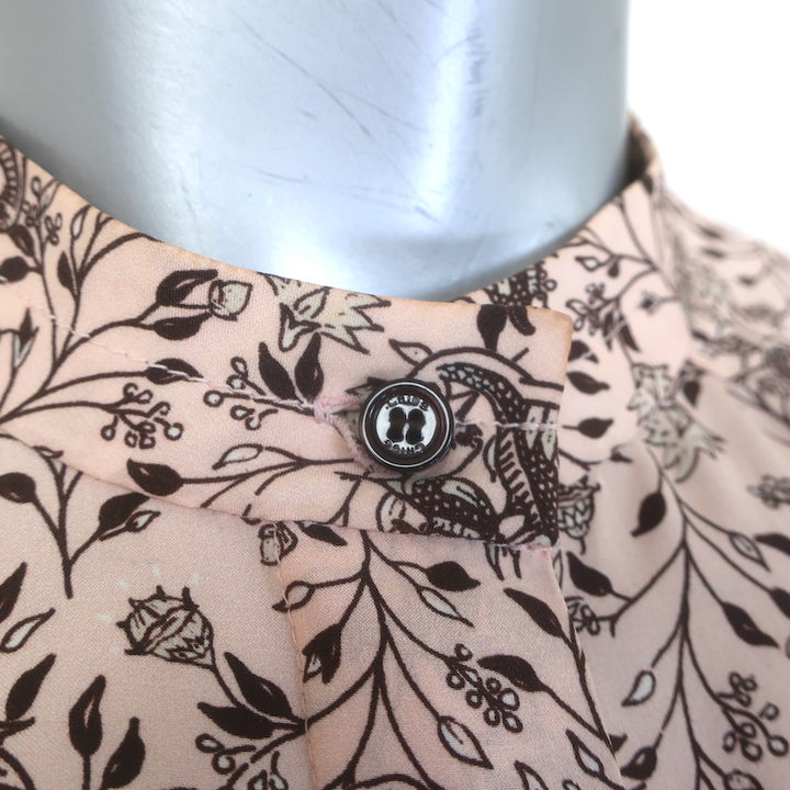Chloe Button Down Blouse Pink Floral Print Silk Size 34 Long Sleeve Top