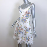 Zimmermann Picnic Lace-Trimmed Mini Dress Cream Floral Print Linen-Silk Size 0