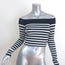 Staud Float Off the Shoulder Striped Crop Top Navy & White Knit Size Extra Small