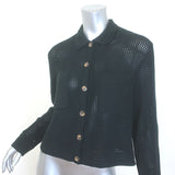 La Ligne Jane Crochet Shirt Black Cotton-Blend Size Medium