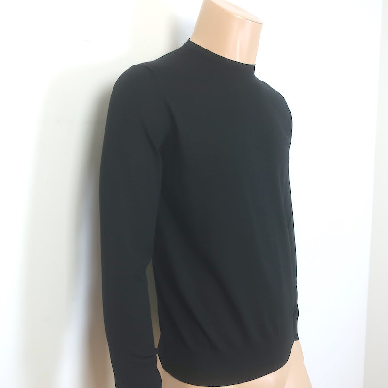Prada Superfine Crewneck Sweater Black Lightweight Virgin Wool Size 46