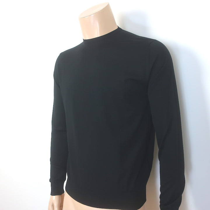 Prada Superfine Crewneck Sweater Black Lightweight Virgin Wool Size 46