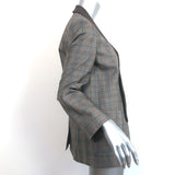 Zadig & Voltaire Verdun Rhinestone Stars Blazer Brown Mixed Check Size 36