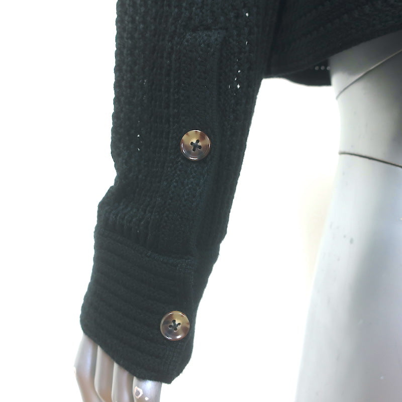 La Ligne Jane Crochet Shirt Black Cotton-Blend Size Medium