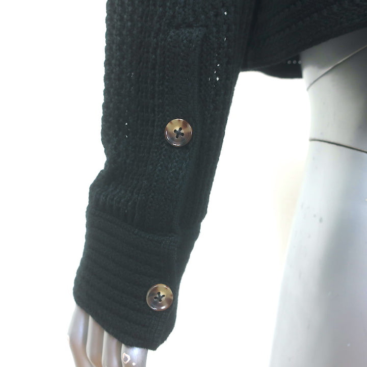 La Ligne Jane Crochet Shirt Black Cotton-Blend Size Medium