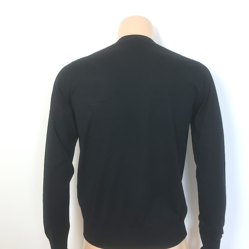 Prada Superfine Crewneck Sweater Black Lightweight Virgin Wool Size 46