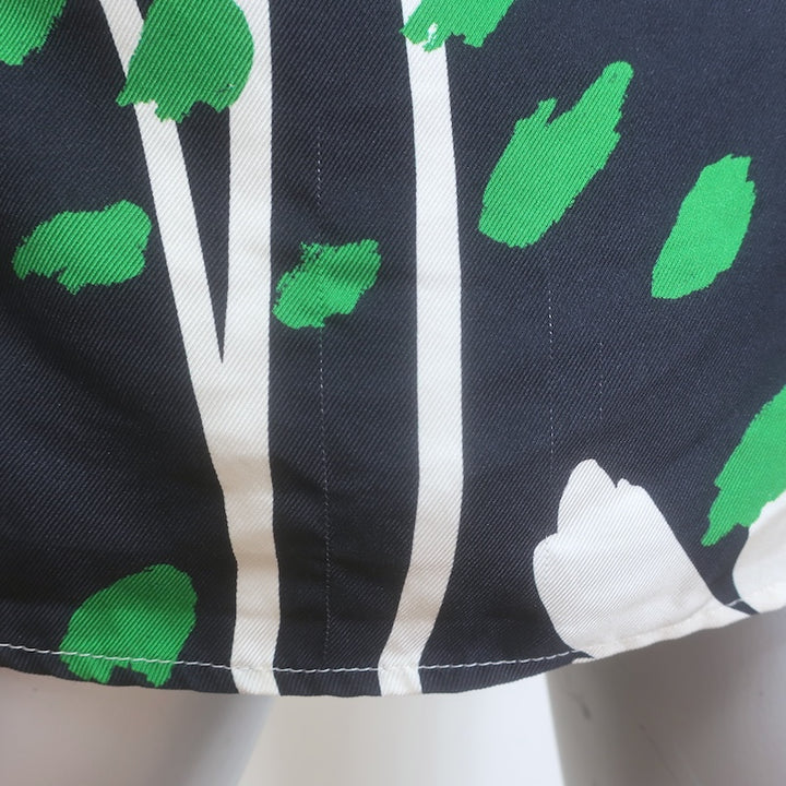 Monse Draped Open-Back Button-Up Top Black/White Floral Print Silk Twill Size 6