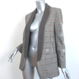 Zadig & Voltaire Verdun Rhinestone Stars Blazer Brown Mixed Check Size 36