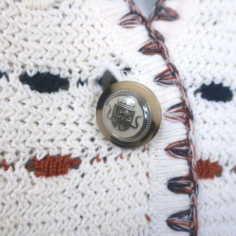 Veronica Beard Ceriani Knit Jacket Cream Linen-Cotton Size Small