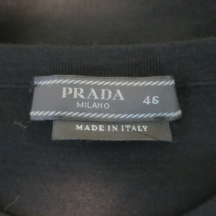 Prada Superfine Crewneck Sweater Black Lightweight Virgin Wool Size 46