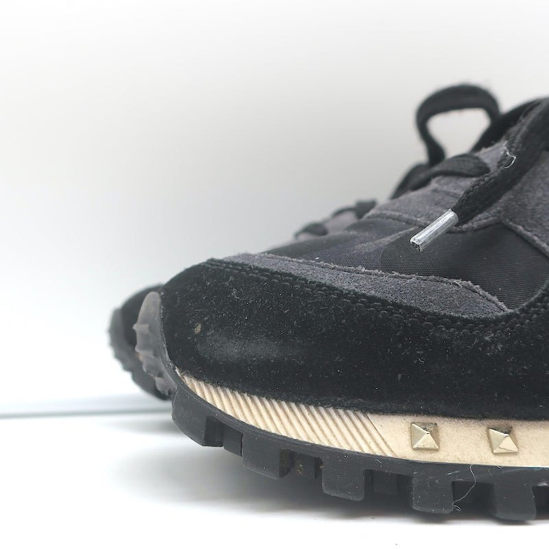 Valentino Soul Rockstud Sneakers Black Camo &amp; Gray Suede Size 35