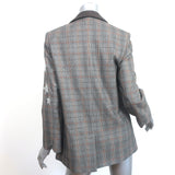 Zadig & Voltaire Verdun Rhinestone Stars Blazer Brown Mixed Check Size 36