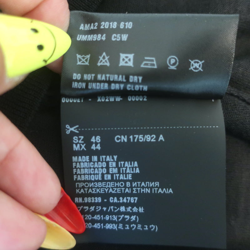 Prada Superfine Crewneck Sweater Black Lightweight Virgin Wool Size 46