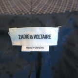 Zadig & Voltaire Verdun Rhinestone Stars Blazer Brown Mixed Check Size 36