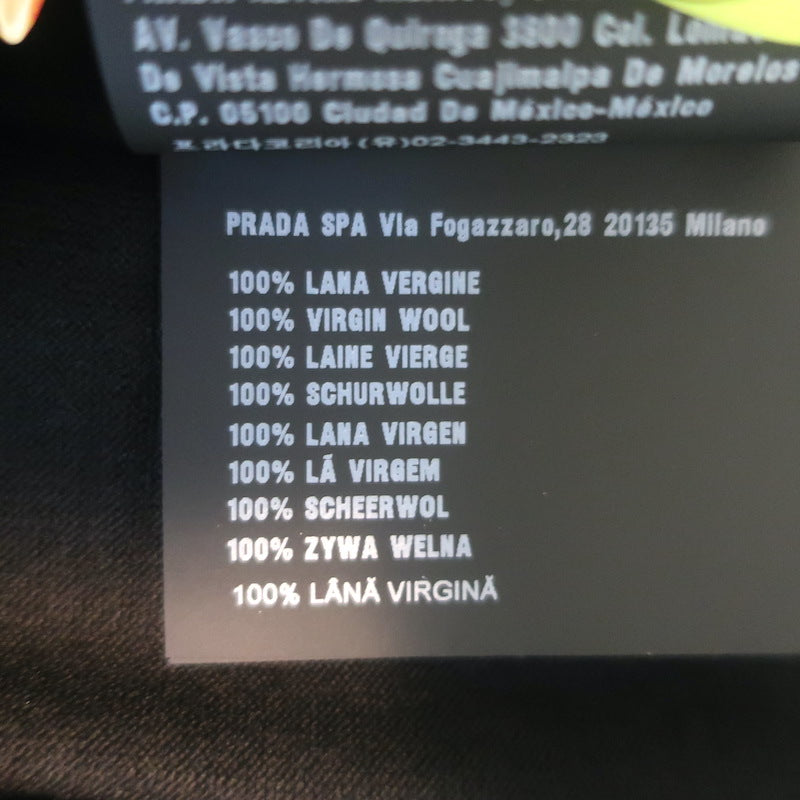 Prada Superfine Crewneck Sweater Black Lightweight Virgin Wool Size 46