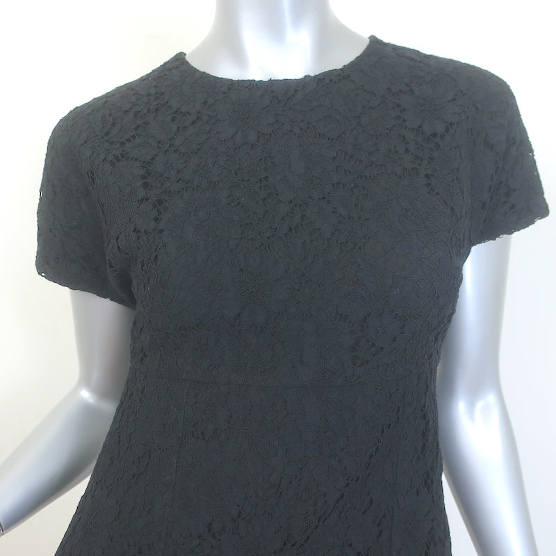 Dolce &amp; Gabbana Lace Cap Sleeve Mini Dress Black Size 40