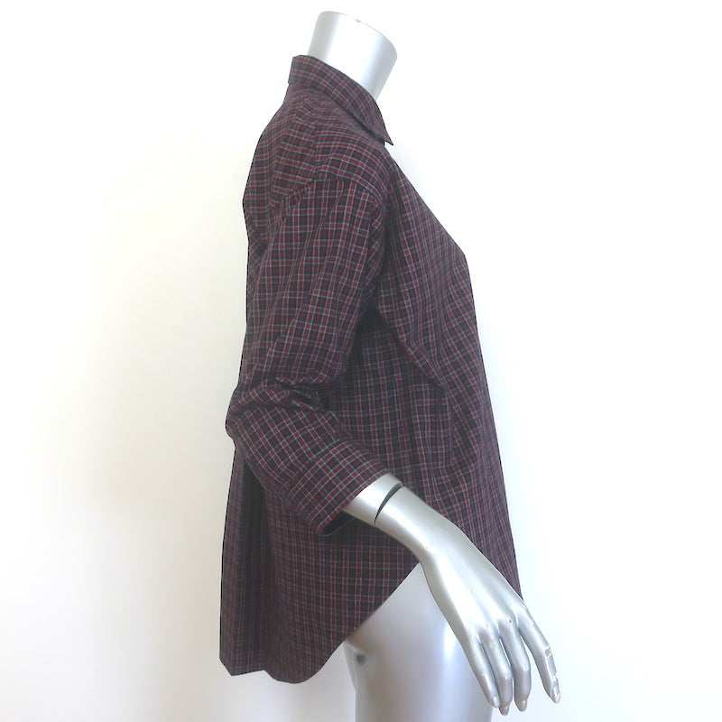 Heather Harlan Plaid Swing Shirt Navy/Red Cotton Size Extra Small