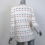 Veronica Beard Ceriani Knit Jacket Cream Linen-Cotton Size Small