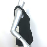 Veronica Beard Arago Peplum Top Black Ribbed Knit Size Small