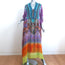 Camilla Lace-Up Kaftan Ombre Snake Print Embellished Chiffon One Size Maxi Dress