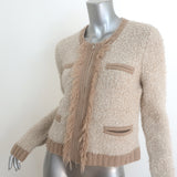 Jonathan Simkhai Audrina Boucle Knit Jacket Beige Wool-Blend Size Medium