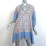 Tory Burch Cover-Up Tunic Dress Cream/Blue Printed Silk Size Medium/Large
