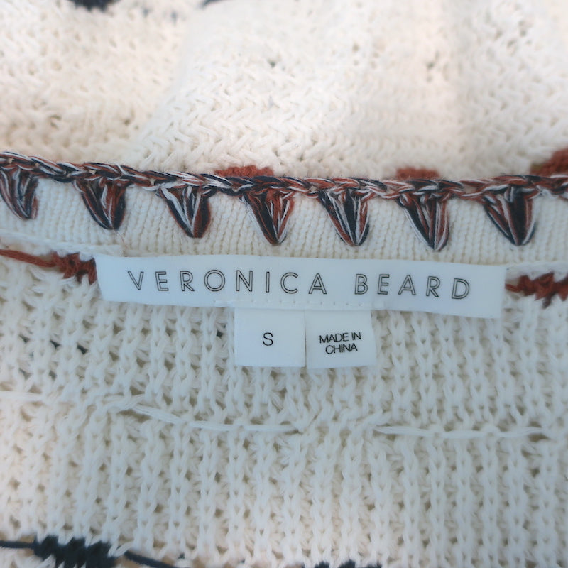 Veronica Beard Ceriani Knit Jacket Cream Linen-Cotton Size Small
