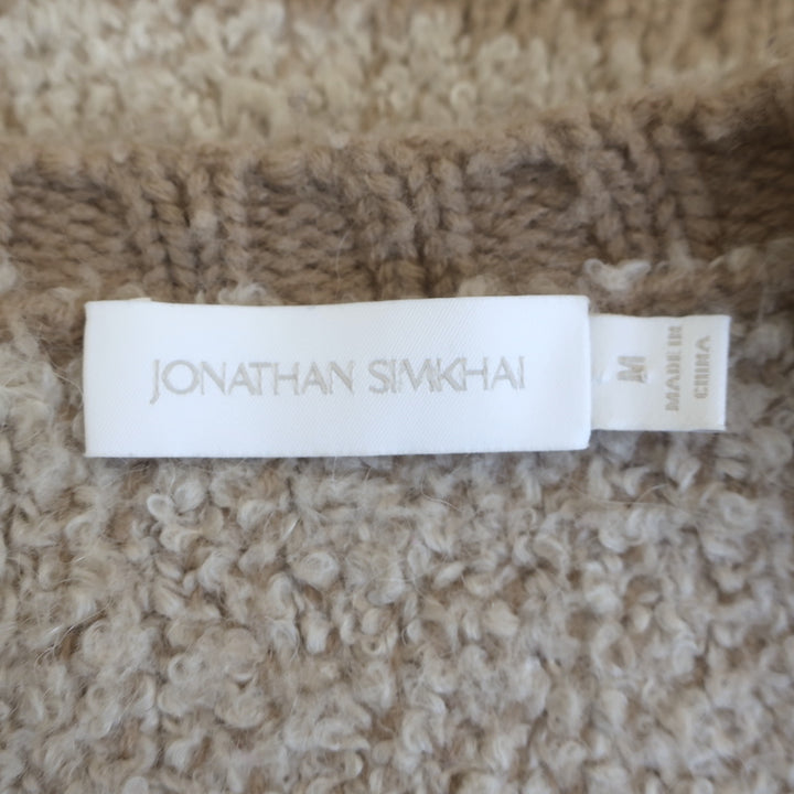 Jonathan Simkhai Audrina Boucle Knit Jacket Beige Wool-Blend Size Medium