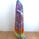 Camilla Lace-Up Kaftan Ombre Snake Print Embellished Chiffon One Size Maxi Dress